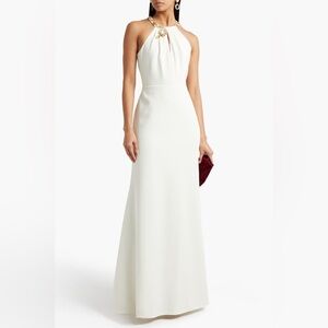 MARCHESA NOTTE Embellished crepe gown in ivory